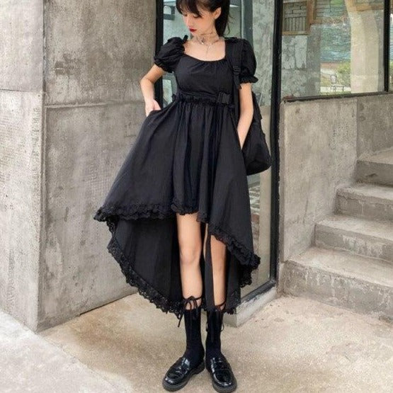 Robe noire coréenne streetwear