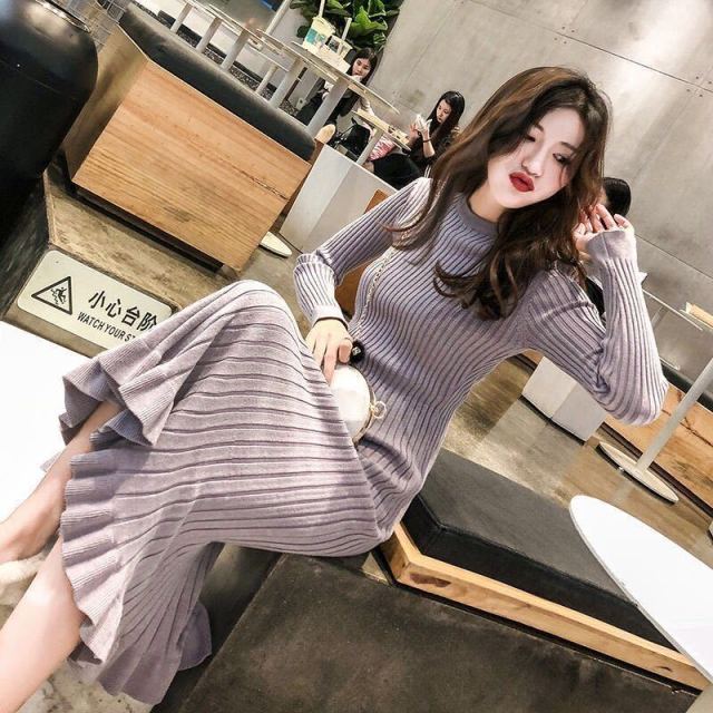 Robe violette coréenne chic