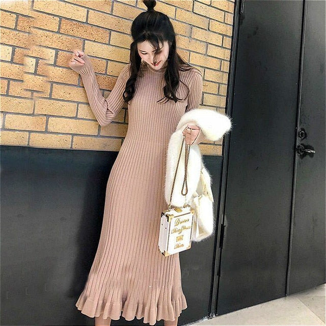 korean club dress knitted Chic cute korean jumper dress