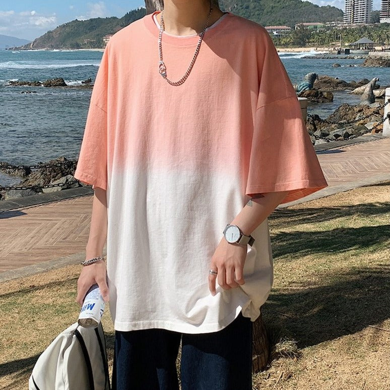 T Shirt coréen Dégradé rose