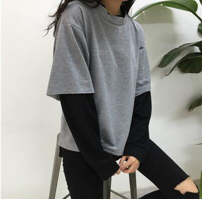 Pull gris double manches