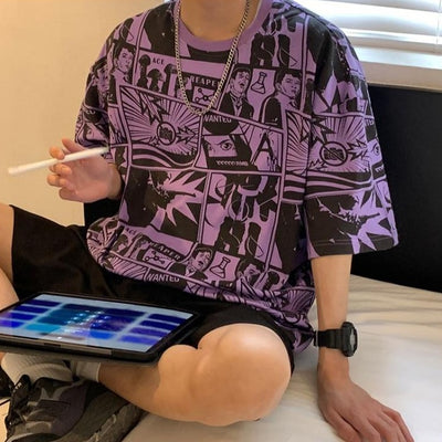 T Shirt coréen manga violet