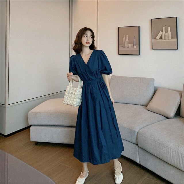 Robe bleue femme chic Séoul