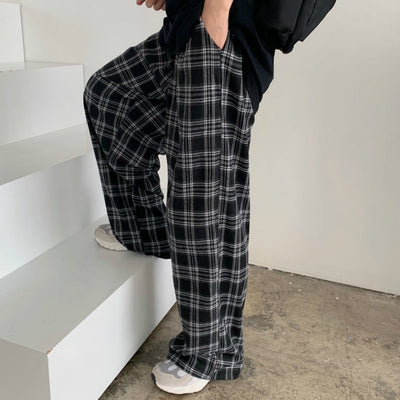 Pantalon large plaid - KoreanxWear