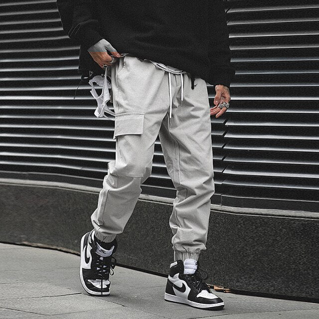 Pantalon coréen streetwear gris