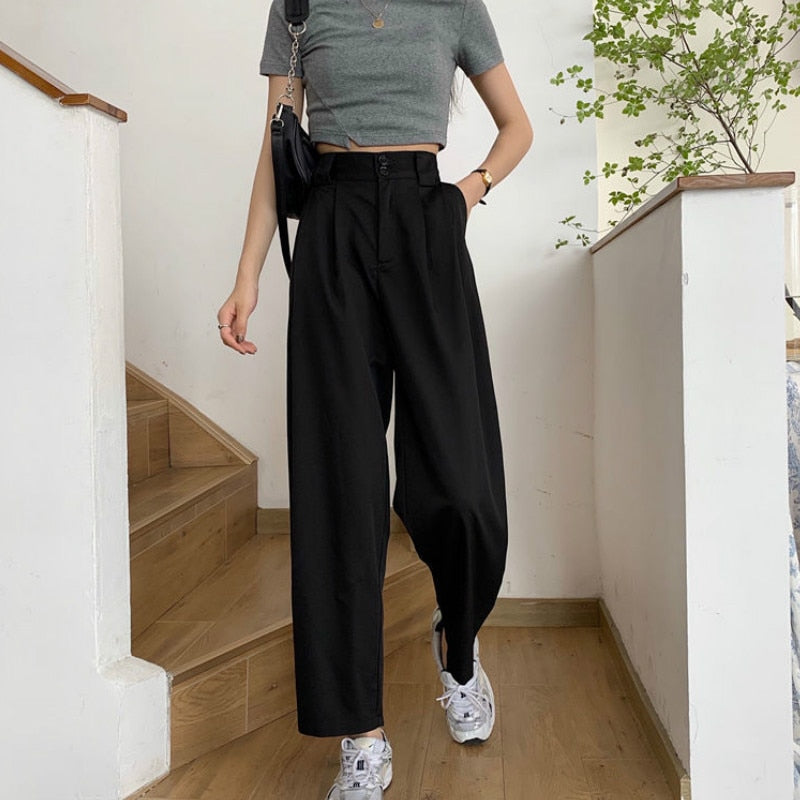 Pantalon coréen minimaliste femme