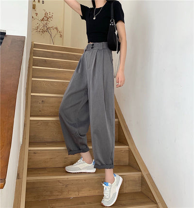 Pantalon minimaliste femme gris