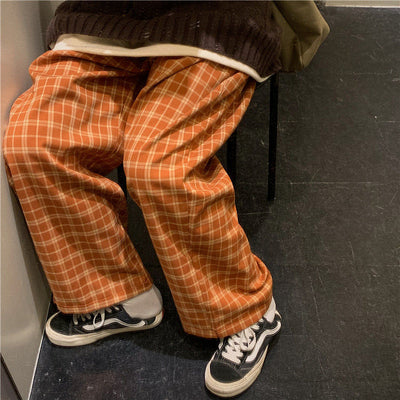Pantalon plaid vintage orange