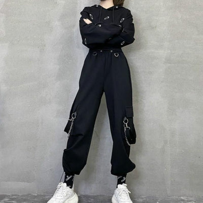 Pantalon coréen élastique noir