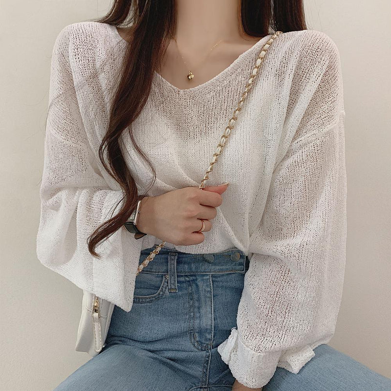 Pull coréen minimaliste blanc