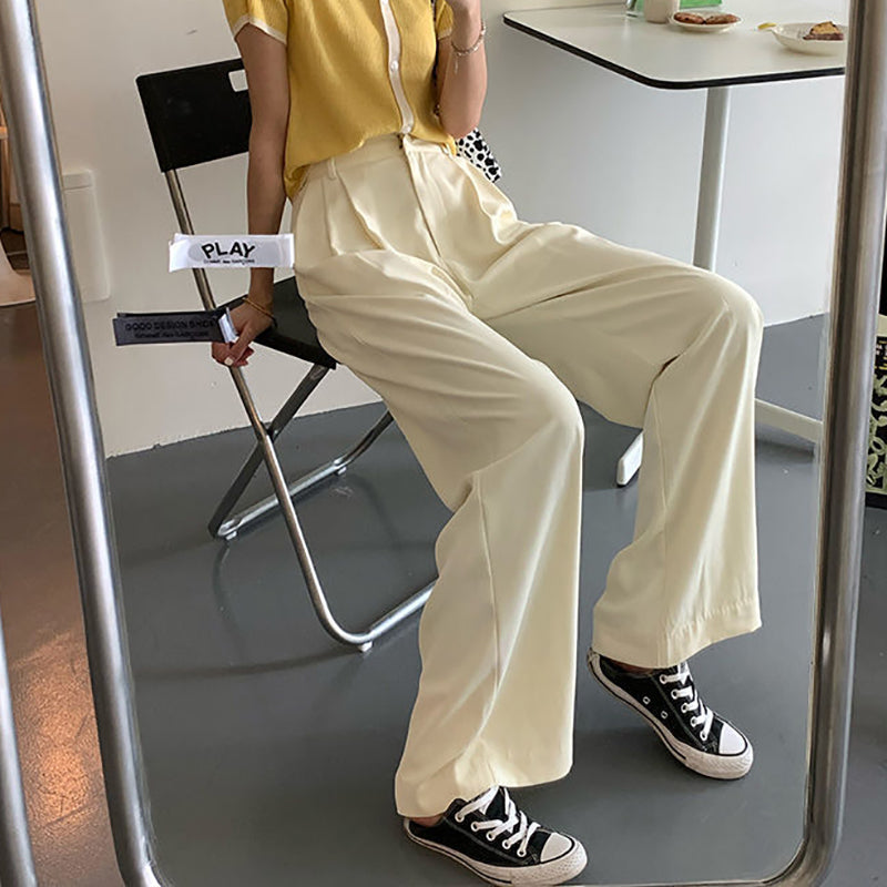 Pantalon coréen en toile beige