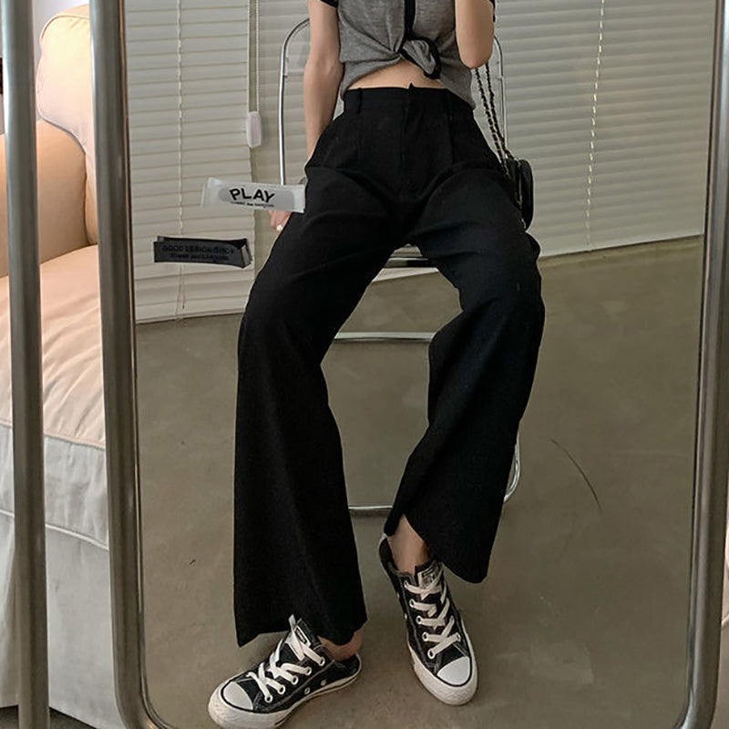 Pantalon coréen en toile noir
