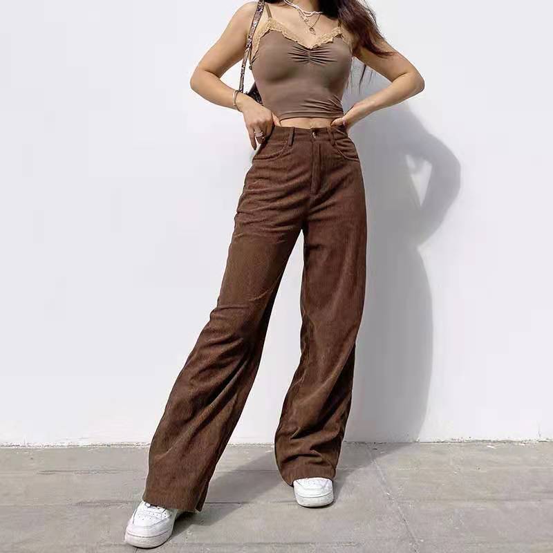 Pantalon velours taille haute - KoreanxWear