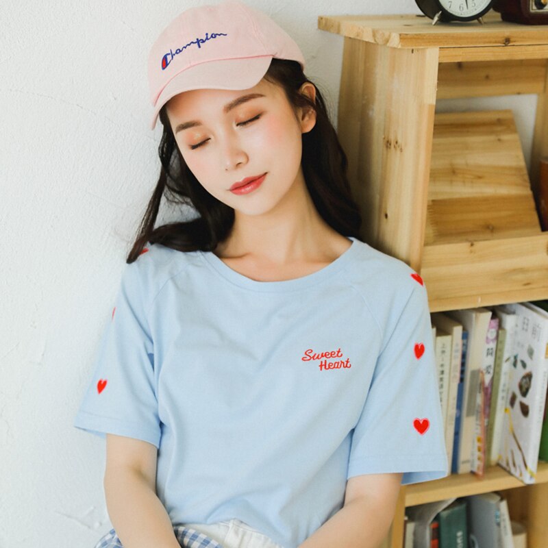 T Shirt Coréen Cœur - KoreanxWear